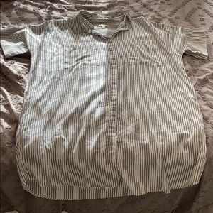 Cream and navy striped Madewell shirt dress